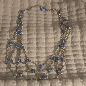Elegant Silver and Blue Beaded Necklace